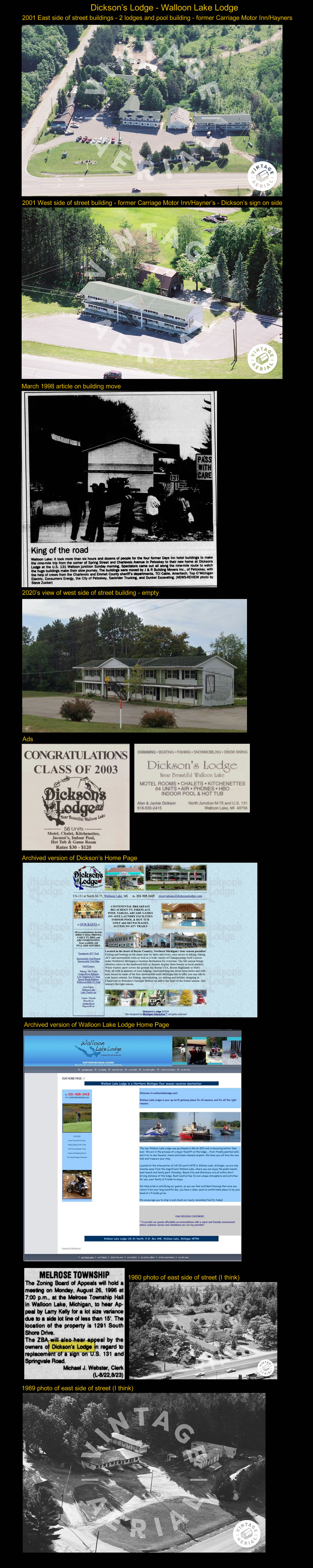 Dicksons Lodge - Walloon Lake Lodge - Dicksons Walloon Lake Lodges Historical Info
